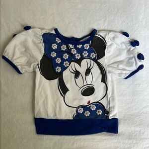 Disney Blue and White Minnie Mouse Short Sleeve Tee